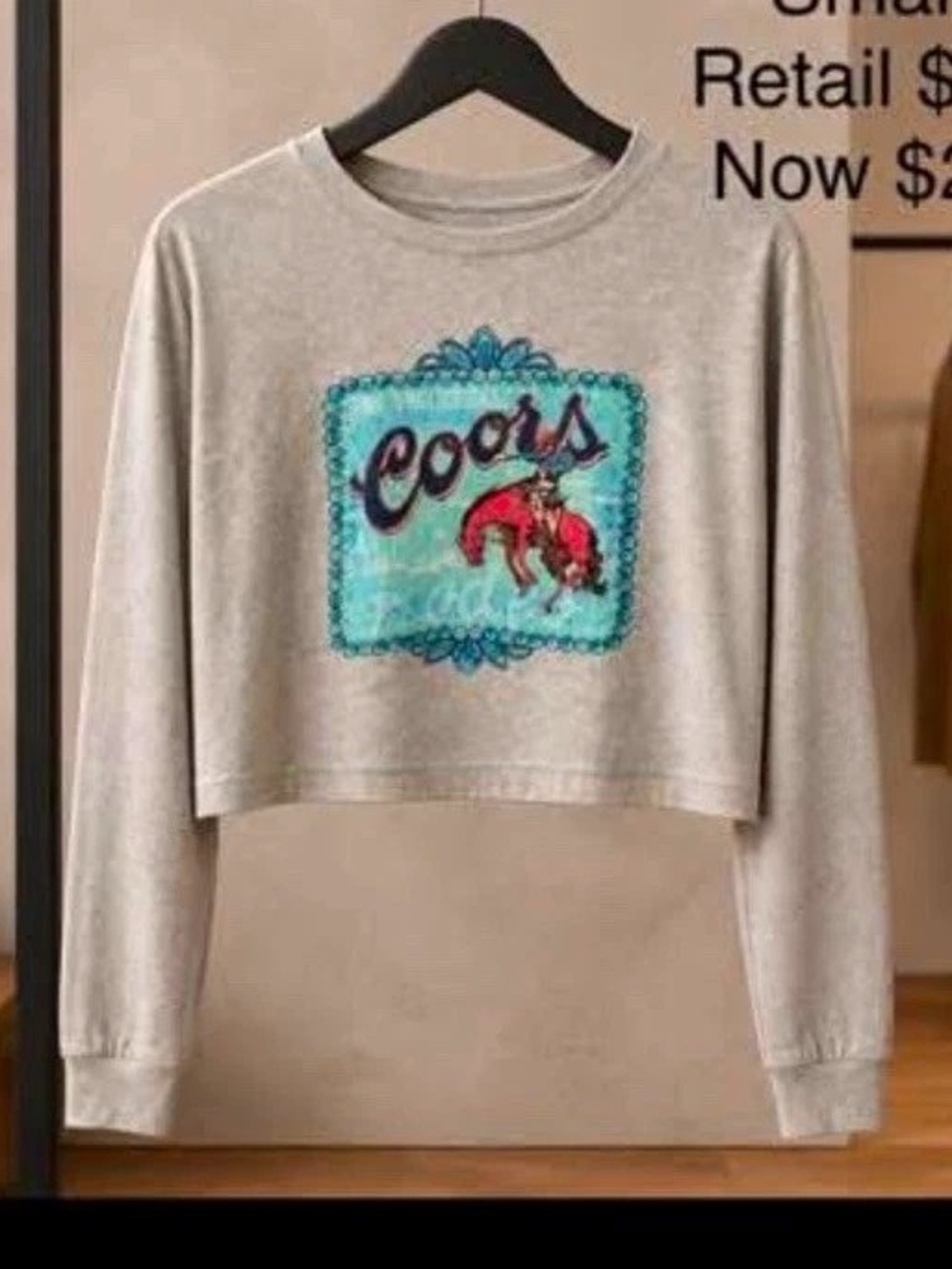 Coors Women’s Gray Crewneck Long Sleeve Pullover Graphic Logo Sweatshirt S